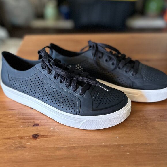 Crocs CitiLane Roka Court Sneakers Ventilated Black with White Trim Mens Size 7 - Picture 7 of 9